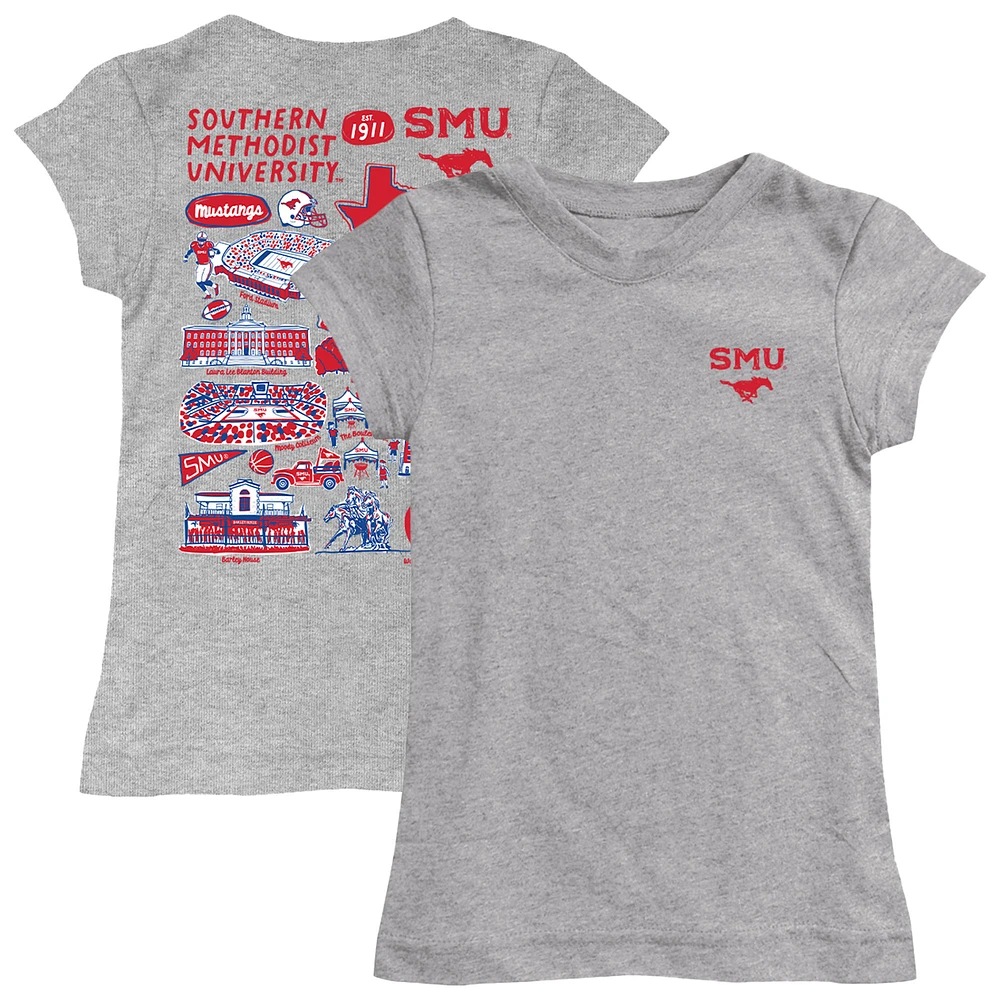 Youth Vive La Fete Gray SMU Mustangs Impressions Artwork Fitted T-Shirt