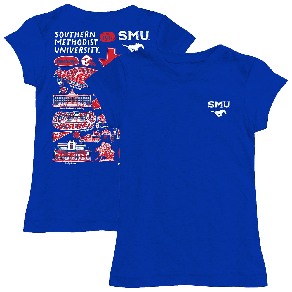 Youth Vive La Fete Royal SMU Mustangs Impressions Artwork Fitted T-Shirt