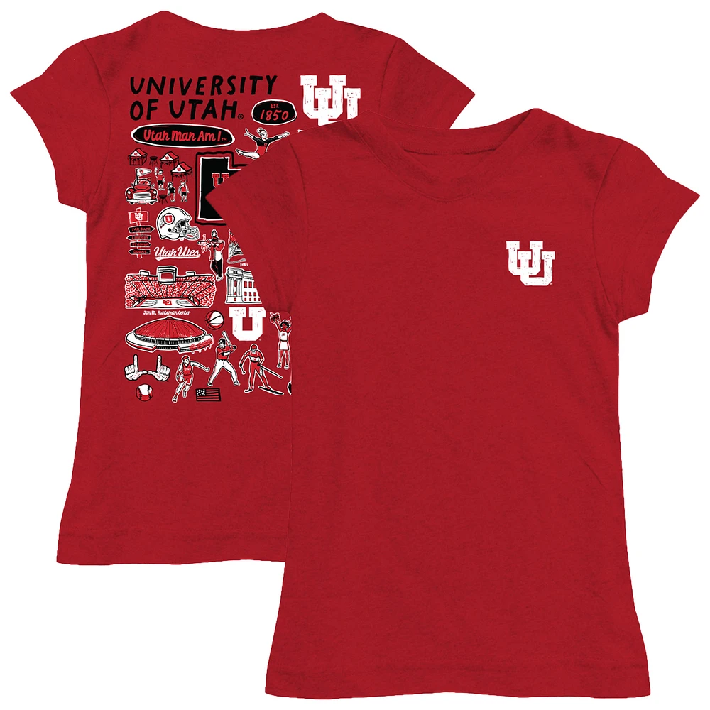 Youth Vive La Fete Red Utah Utes Impressions Artwork Fitted T-Shirt
