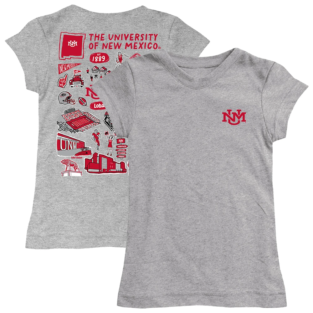 Youth Vive La Fete Heather Gray New Mexico Lobos Impressions Artwork Fitted T-Shirt
