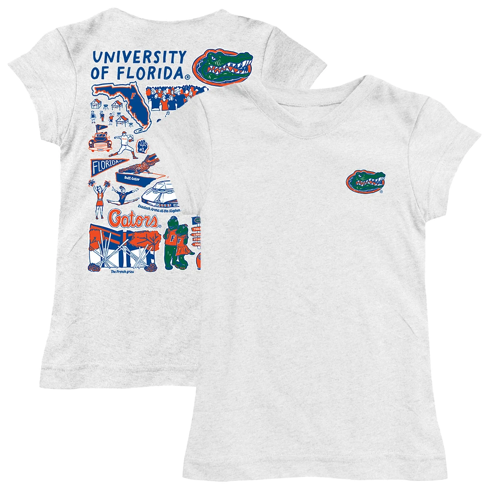 Youth Vive La Fete White Florida Gators Impressions Artwork Fitted T-Shirt