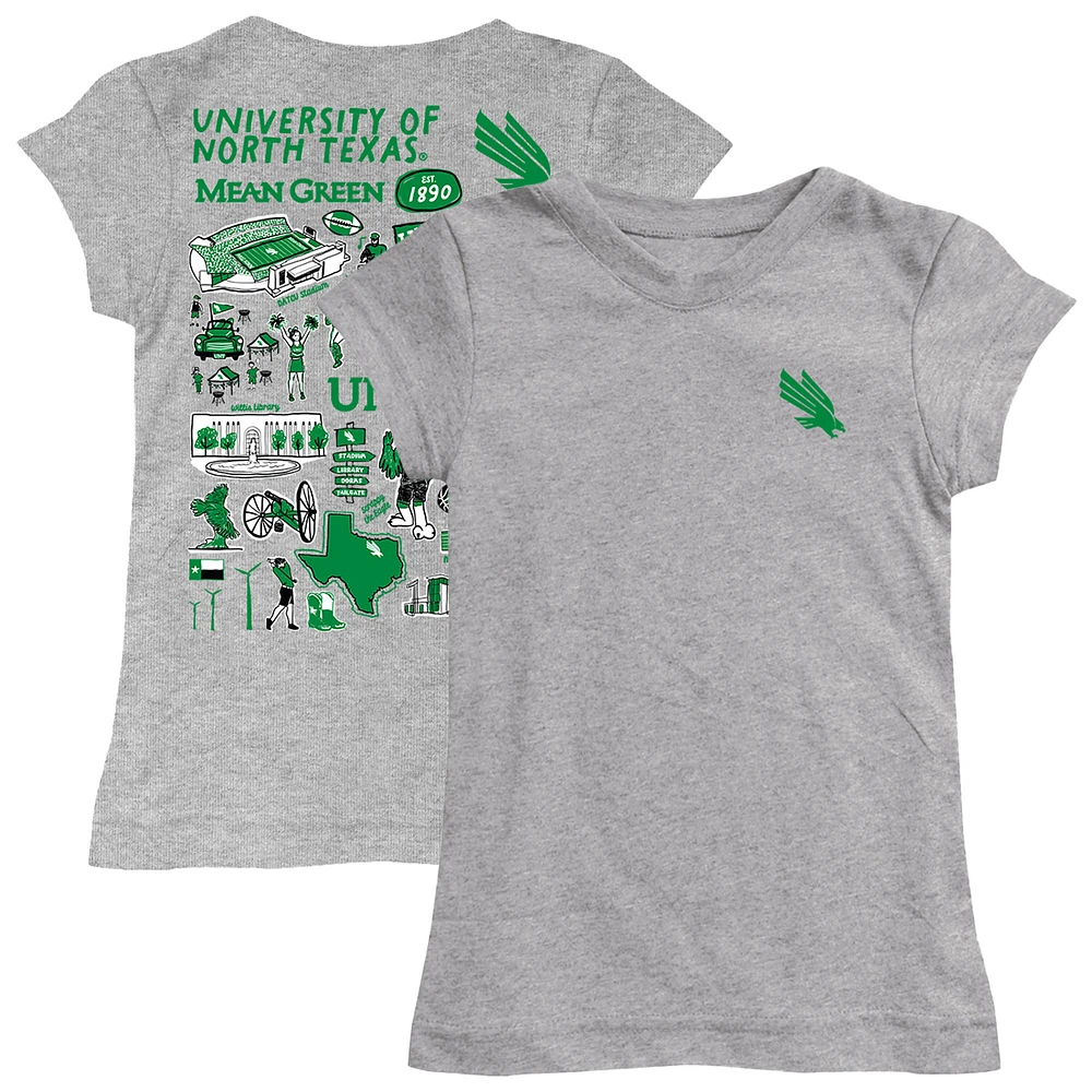 Youth Vive La Fete Heather Gray North Texas Mean Green Impressions Artwork Fitted T-Shirt