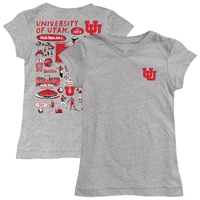 Youth Vive La Fete Heather Gray Utah Utes Impressions Artwork Fitted T-Shirt