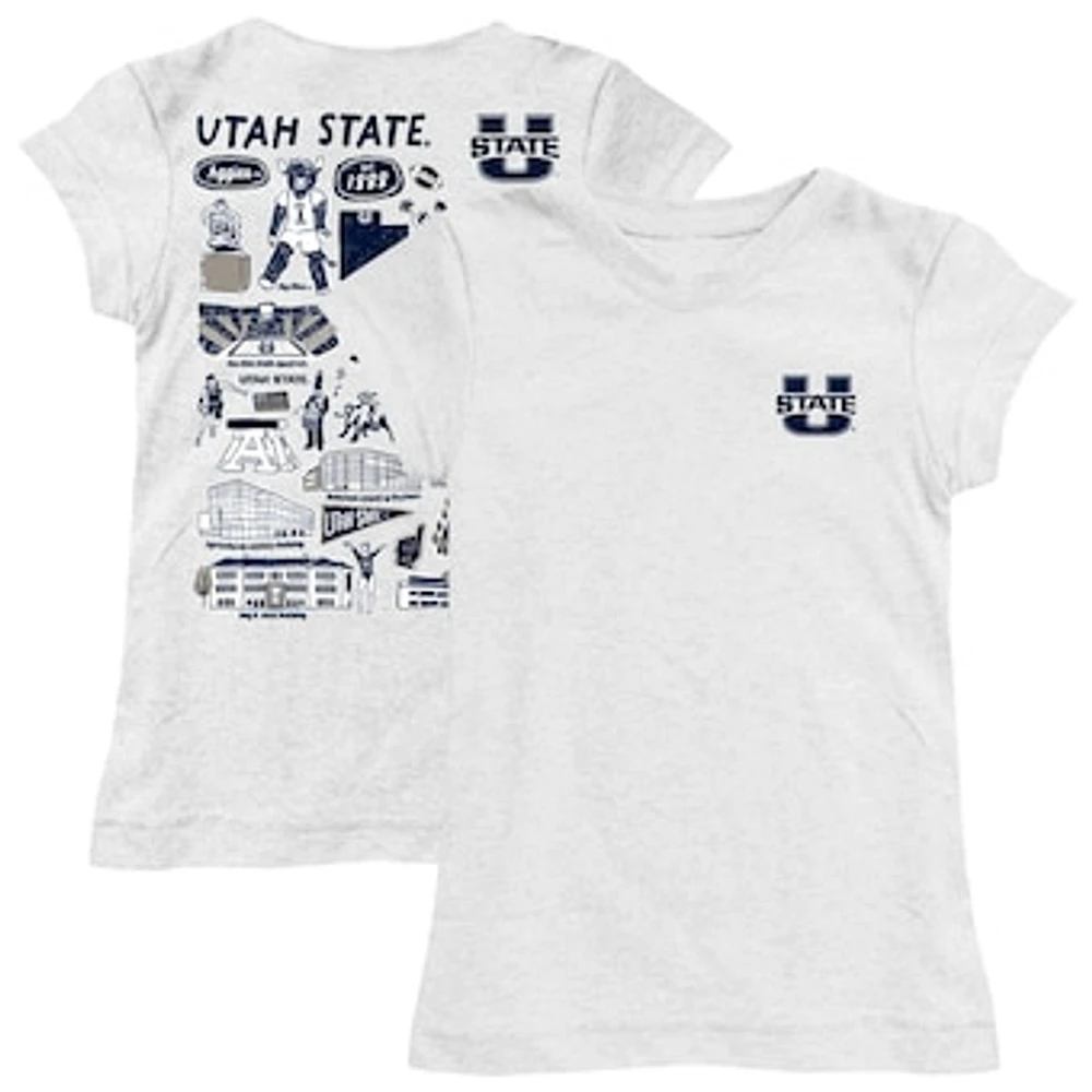 Youth Vive La Fete White Utah State Aggies Impressions Artwork Fitted T-Shirt