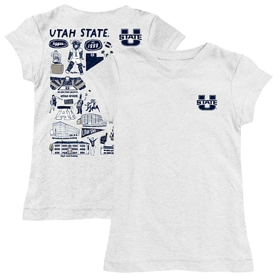 Youth Vive La Fete White Utah State Aggies Impressions Artwork Fitted T-Shirt