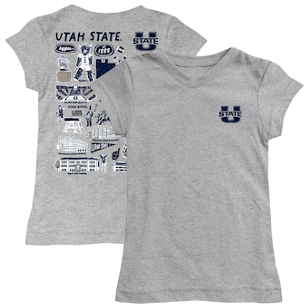 Youth Vive La Fete Heather Gray Utah State Aggies Impressions Artwork Fitted T-Shirt