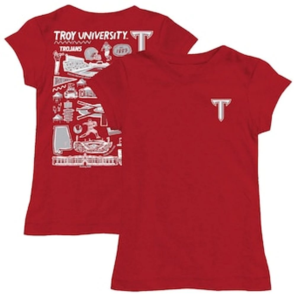 Youth Vive La Fete Troy University Trojans Impressions Artwork Fitted T-Shirt