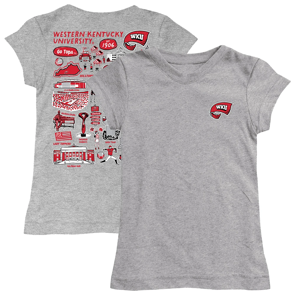 Youth Vive La Fete Heather Gray Western Kentucky Hilltoppers Impressions Artwork Fitted T-Shirt