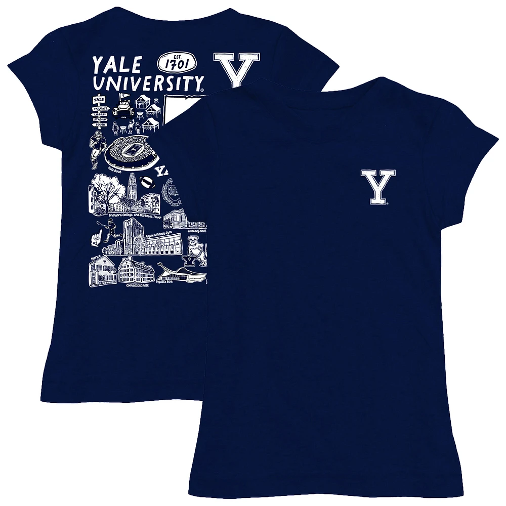 Youth Vive La Fete Navy Yale Bulldogs Impressions Artwork Fitted T-Shirt