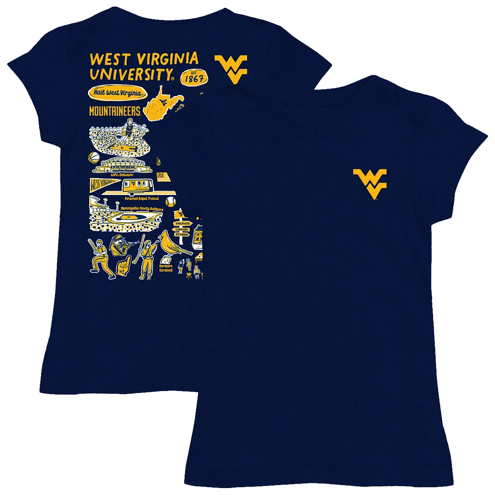 Youth Vive La Fete Navy West Virginia Mountaineers Impressions Artwork Fitted T-Shirt