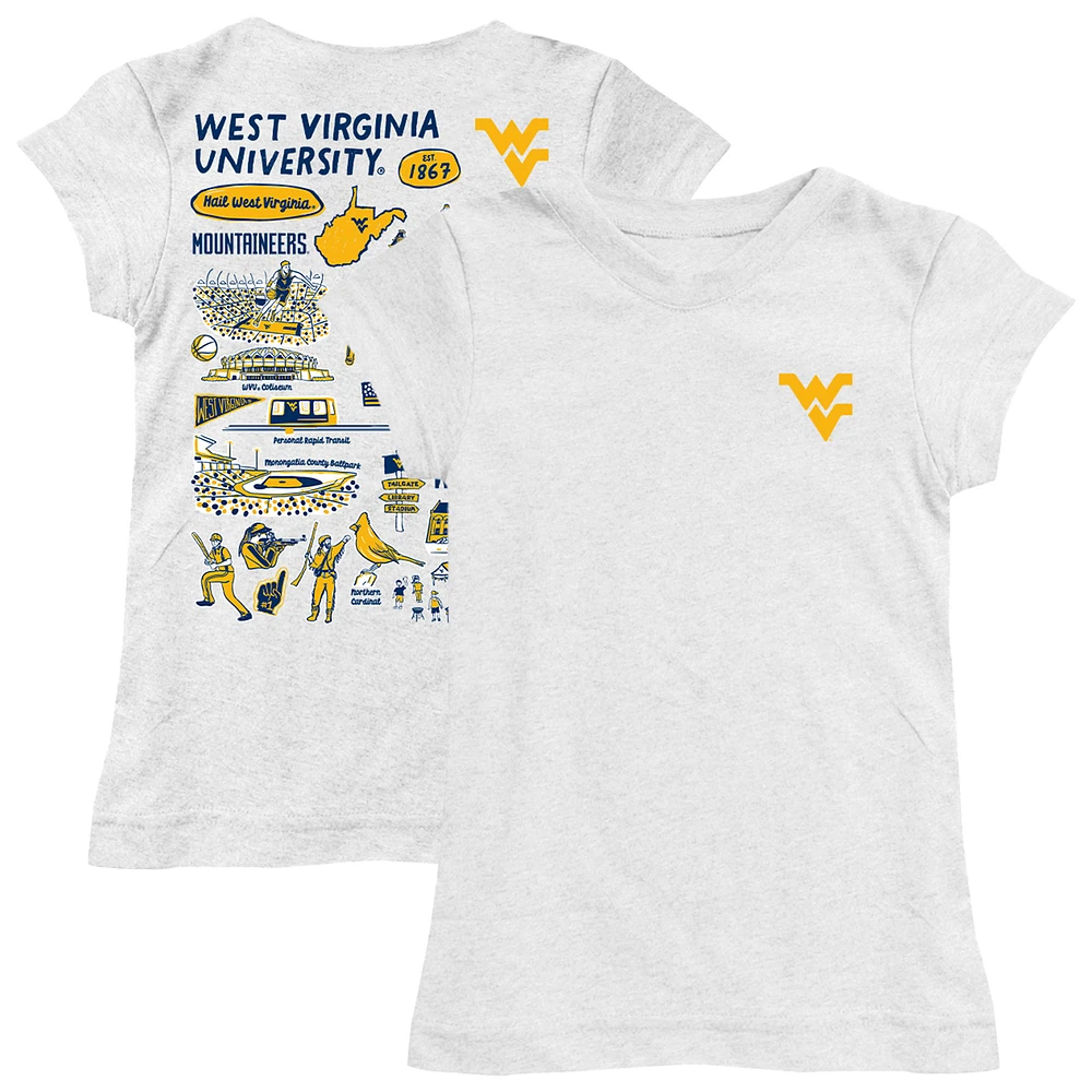 Youth Vive La Fete White West Virginia Mountaineers Impressions Artwork Fitted T-Shirt