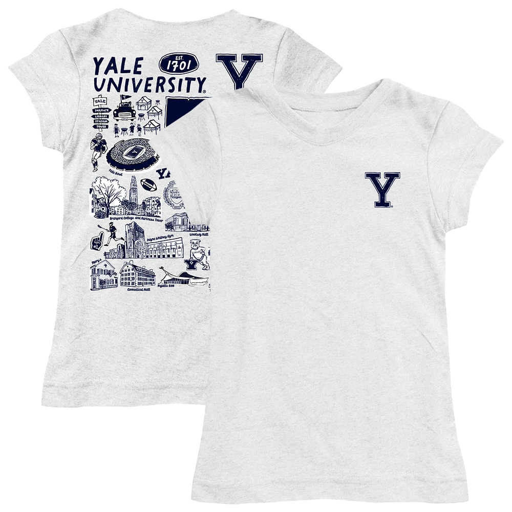 Youth Vive La Fete White Yale Bulldogs Impressions Artwork Fitted T-Shirt