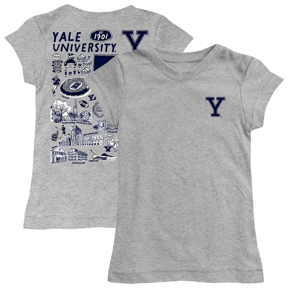 Youth Vive La Fete Heather Gray Yale Bulldogs Impressions Artwork Fitted T-Shirt