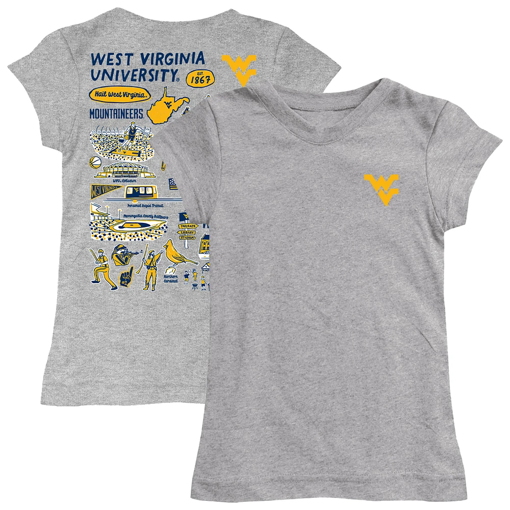 Youth Vive La Fete Heather Gray West Virginia Mountaineers Impressions Artwork Fitted T-Shirt