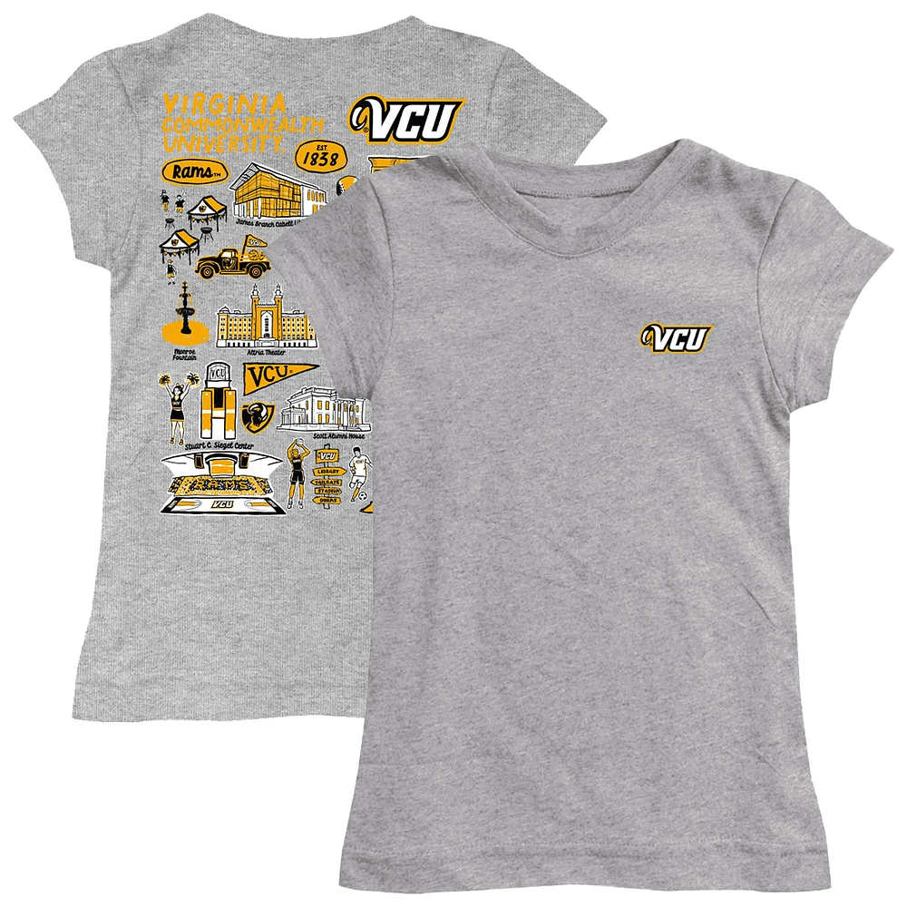 Youth Vive La Fete Heather Gray VCU Rams Impressions Artwork Fitted T-Shirt