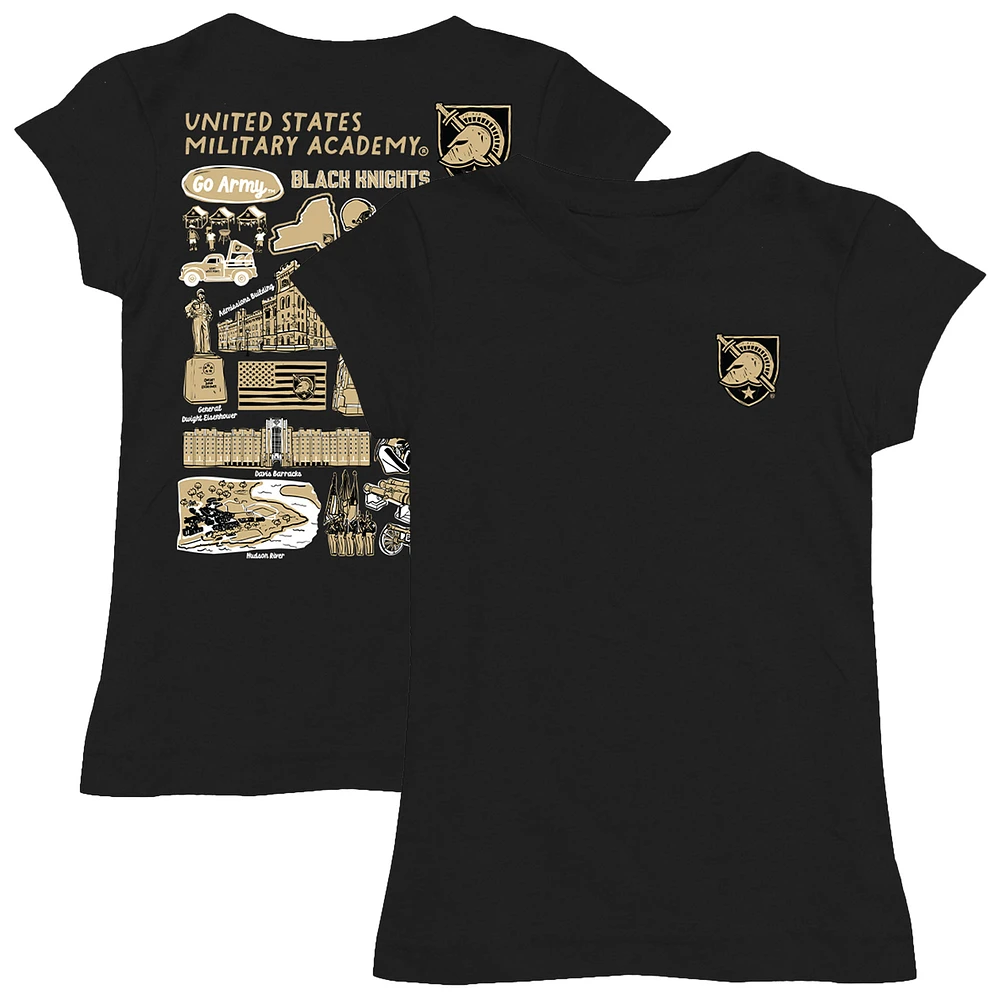 Girls Toddler Vive La Fete Black Army Knights Impressions Artwork T-Shirt