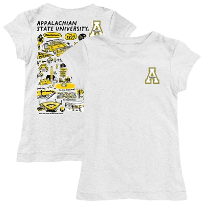 Girls Toddler Vive La Fete White Appalachian State Mountaineers Impressions Artwork T-Shirt