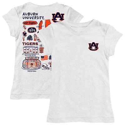 Girls Toddler Vive La Fete White Auburn Tigers Impressions Artwork T-Shirt