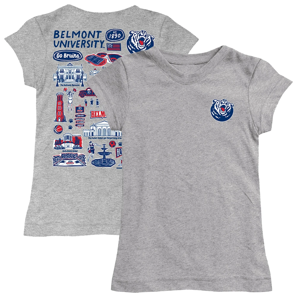Girls Toddler Vive La Fete Heather Gray Belmont Bruins Impressions Artwork T-Shirt