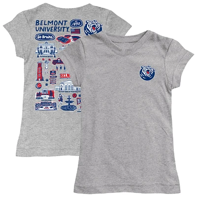 Girls Toddler Vive La Fete Heather Gray Belmont Bruins Impressions Artwork T-Shirt