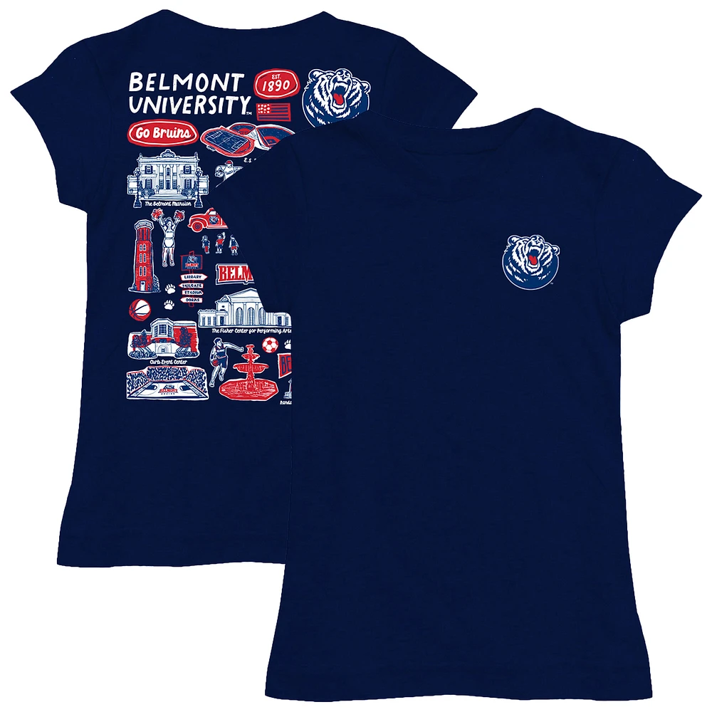 Girls Toddler Vive La Fete Navy Belmont Bruins Impressions Artwork T-Shirt