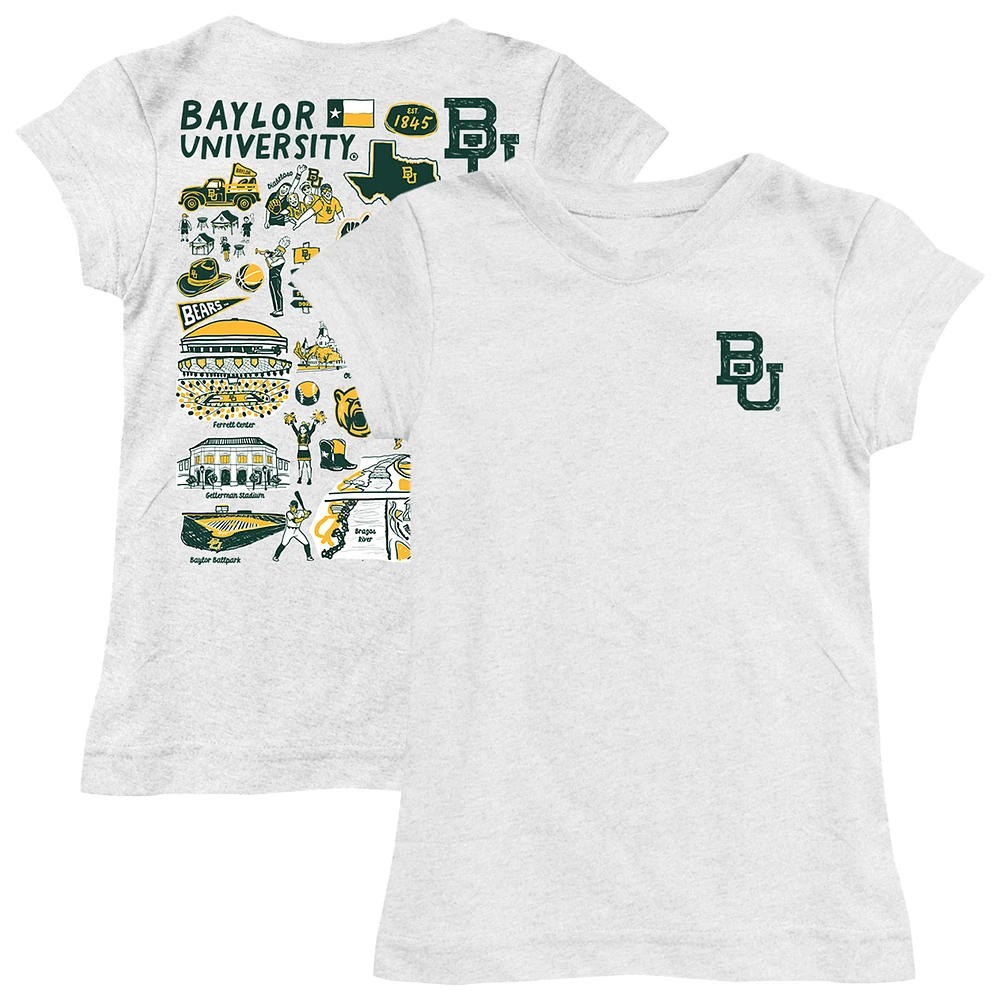 Girls Toddler Vive La Fete White Baylor Bears Impressions Artwork T-Shirt
