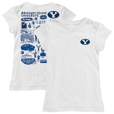 Girls Toddler Vive La Fete White BYU Cougars Impressions Artwork T-Shirt