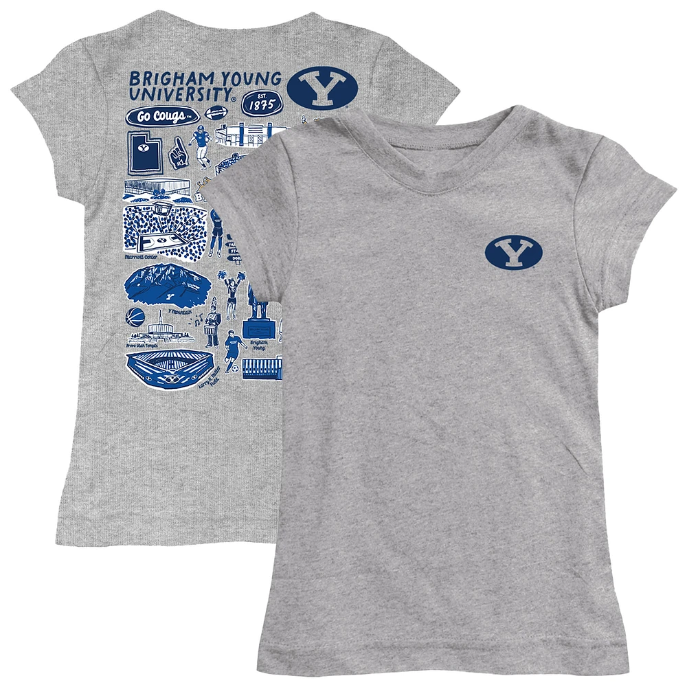 Girls Toddler Vive La Fete Heather Gray BYU Cougars Impressions Artwork T-Shirt