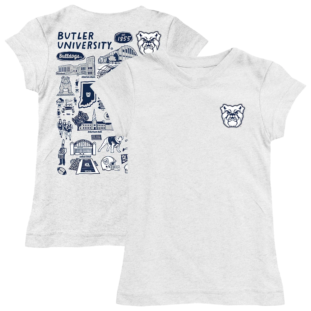 Girls Toddler Vive La Fete White Butler Bulldogs Impressions Artwork T-Shirt