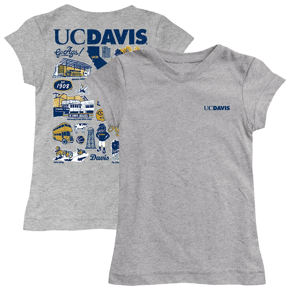 Girls Toddler Vive La Fete Heather Gray UC Davis Aggies Impressions Artwork T-Shirt