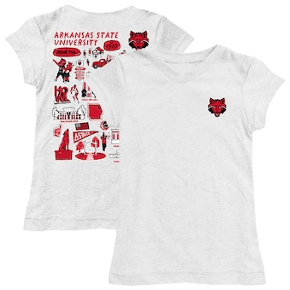 Girls Toddler Vive La Fete White Arkansas State Red Wolves Impressions Artwork T-Shirt