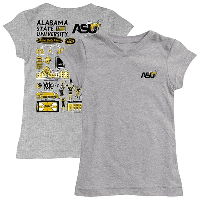 Girls Toddler Vive La Fete Heather Gray Alabama State Hornets Impressions Artwork T-Shirt