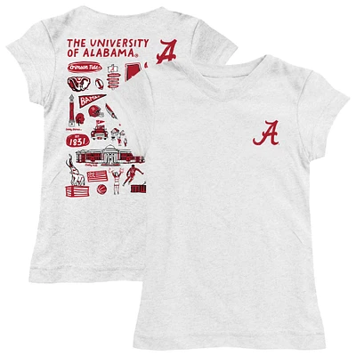 Girls Toddler Vive La Fete White Alabama Crimson Tide Impressions Artwork T-Shirt