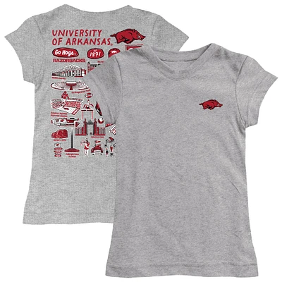 Girls Toddler Vive La Fete Heather Gray Arkansas Razorbacks Impressions Artwork T-Shirt