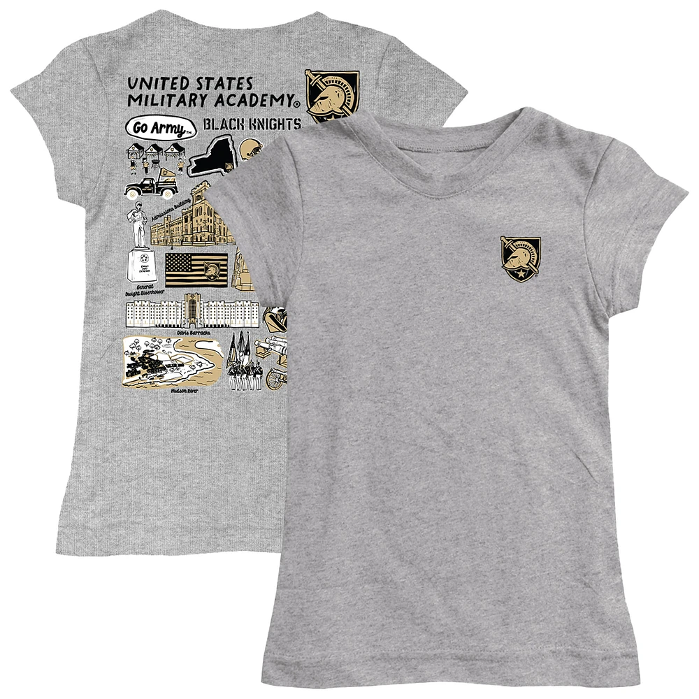 Girls Toddler Vive La Fete Heather Gray Army Black Knights Impressions Artwork T-Shirt