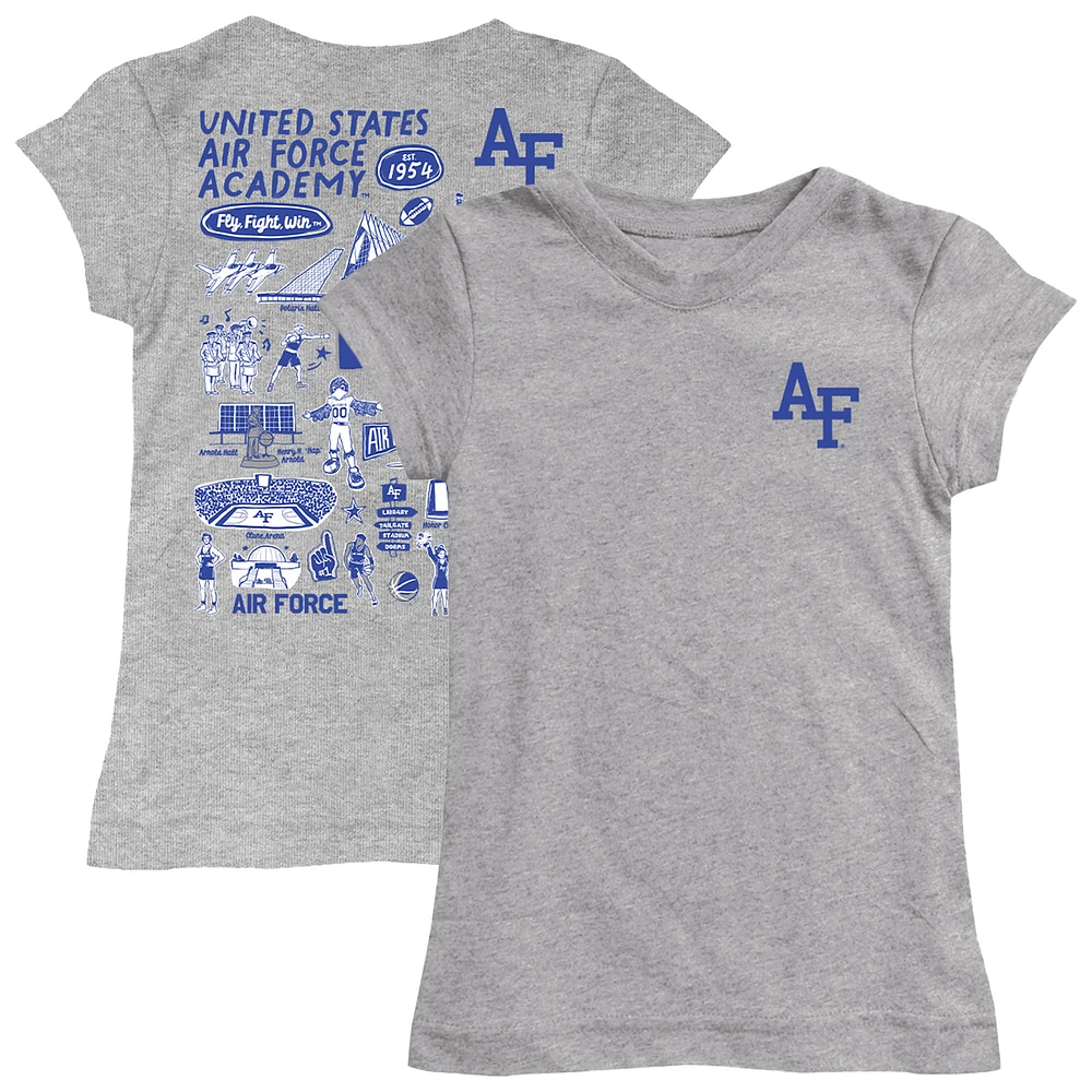 Girls Toddler Vive La Fete Heather Gray Air Force Falcons Impressions Artwork T-Shirt