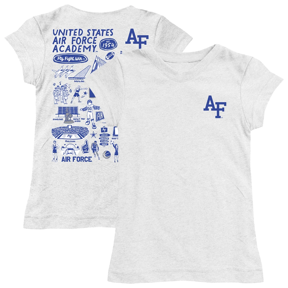 Girls Toddler Vive La Fete White Air Force Falcons Impressions Artwork T-Shirt