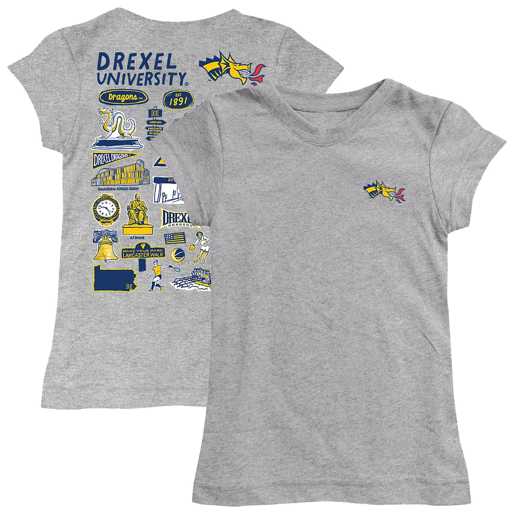 Girls Toddler Vive La Fete Heather Gray Drexel Dragons Impressions Artwork T-Shirt