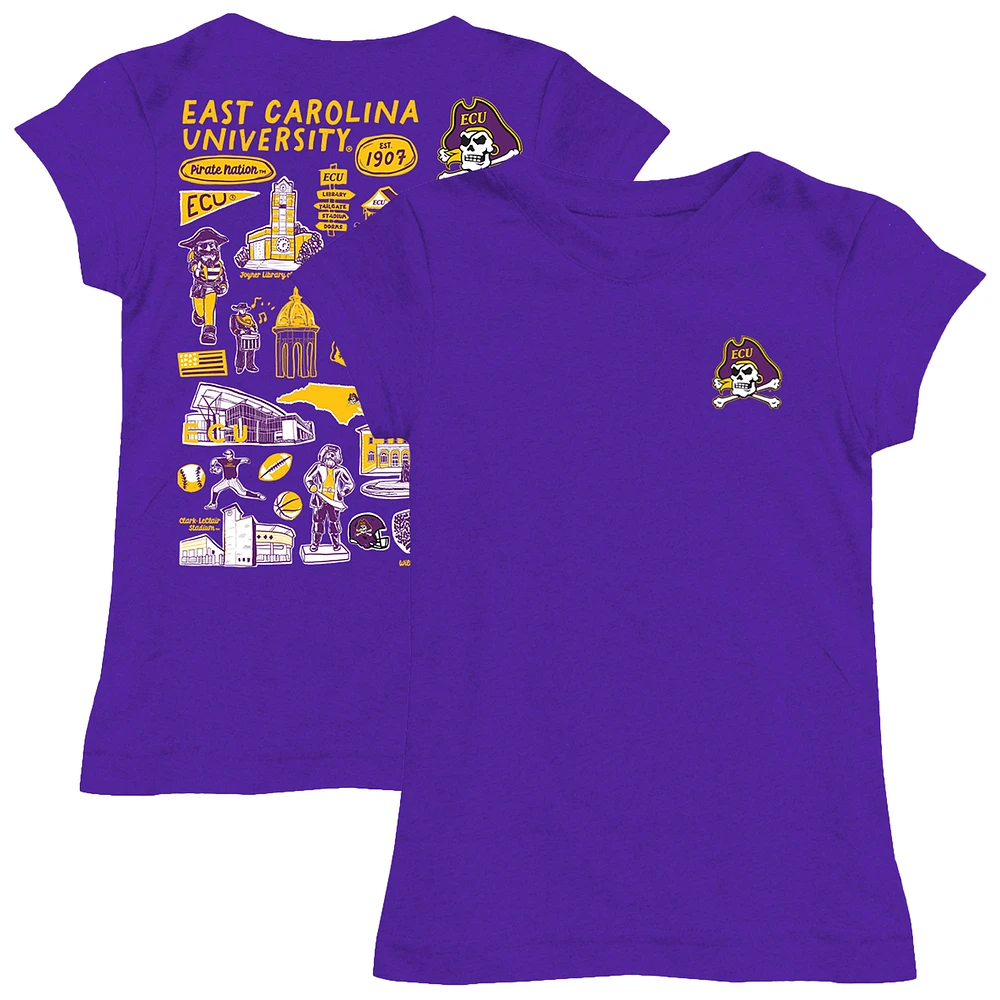 Girls Toddler Vive La Fete Purple ECU Pirates Impressions Artwork T-Shirt