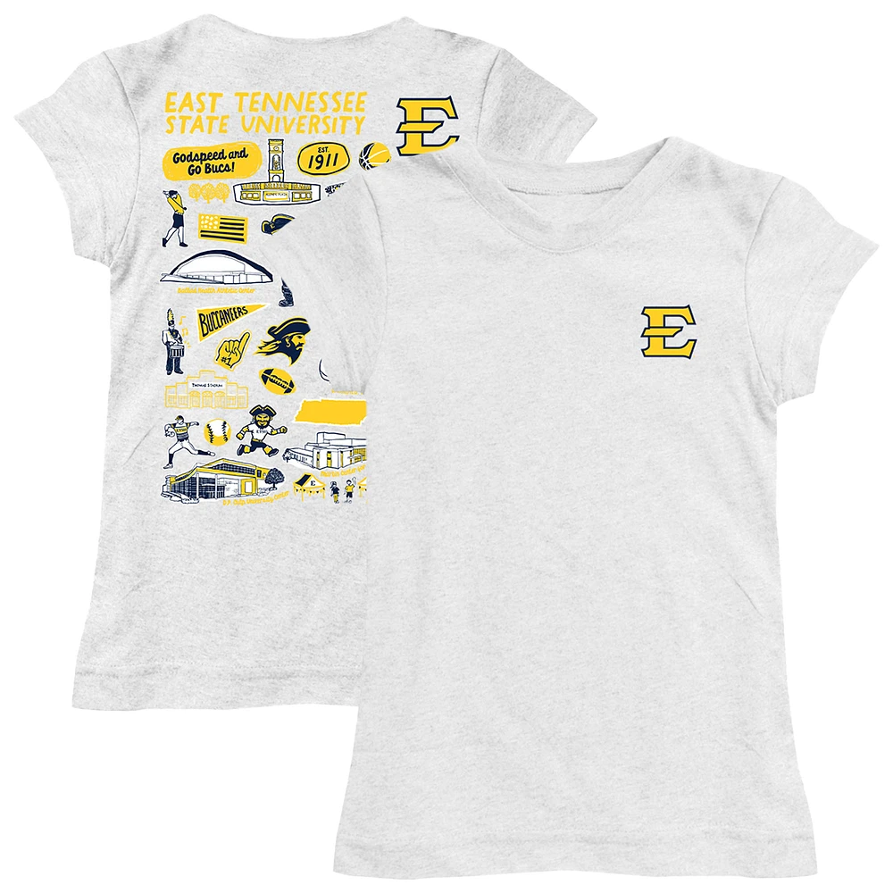 Girls Toddler Vive La Fete White ETSU Buccaneers Impressions Artwork T-Shirt