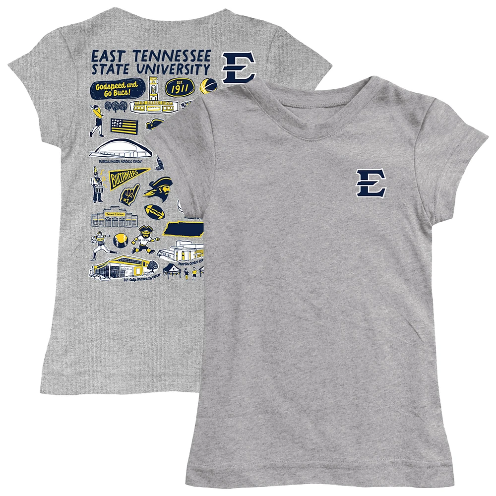 Girls Toddler Vive La Fete Heather Gray ETSU Buccaneers Impressions Artwork T-Shirt