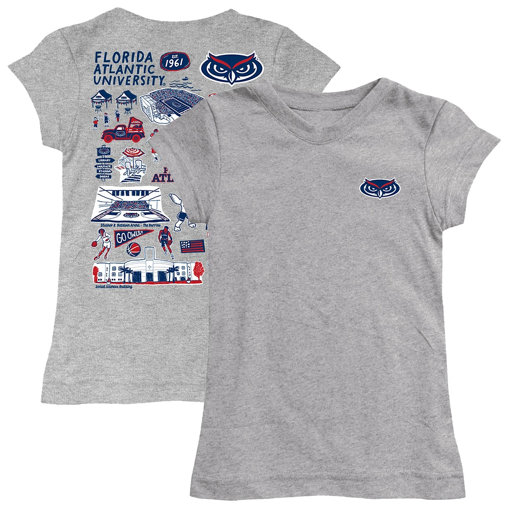 Girls Toddler Vive La Fete Heather Gray Florida Atlantic Owls Impressions Artwork T-Shirt