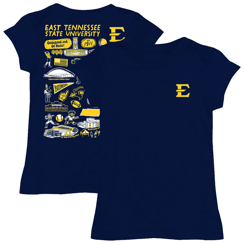 Girls Toddler Vive La Fete Navy ETSU Buccaneers Impressions Artwork T-Shirt