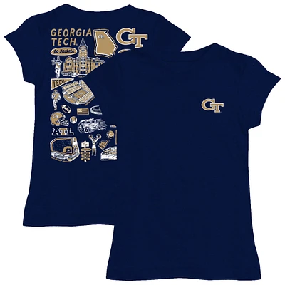 Girls Toddler Vive La Fete Navy Georgia Tech Yellow Jackets Impressions Artwork T-Shirt