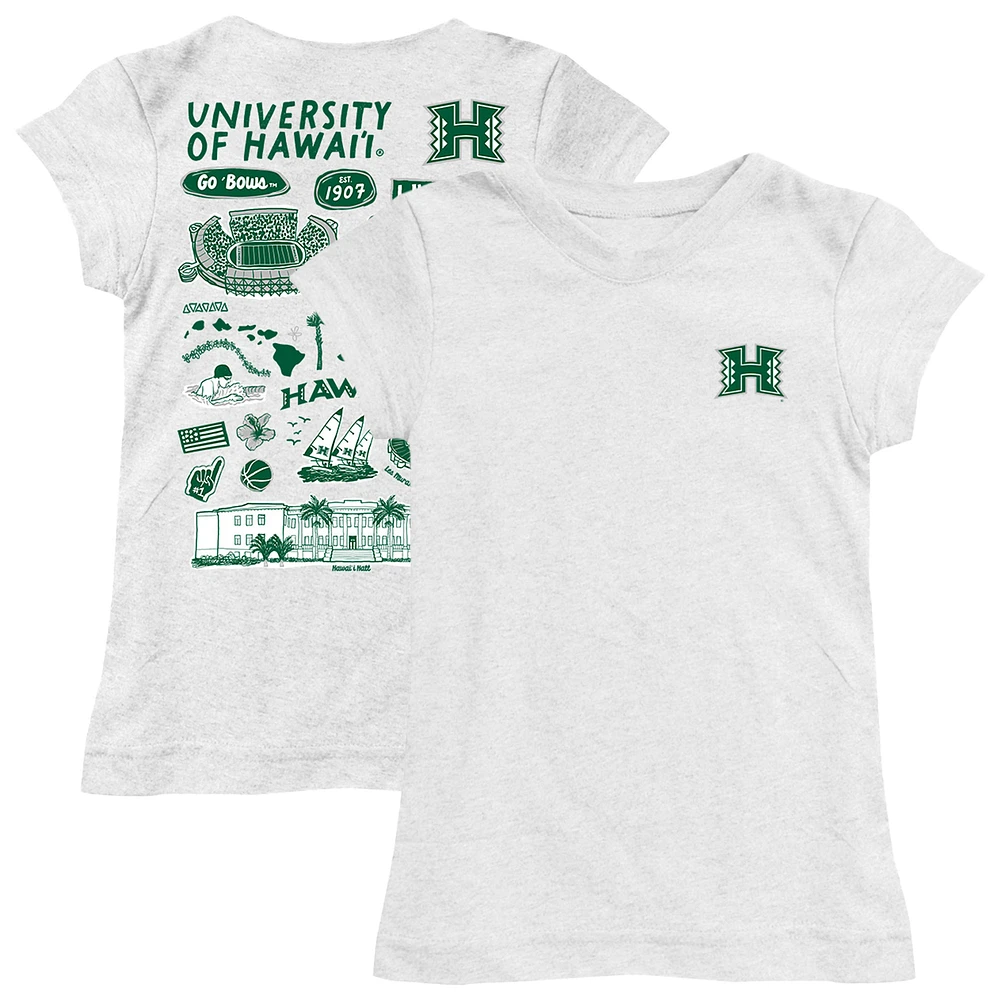 Girls Toddler Vive La Fete White Hawaii Rainbow Warriors Impressions Artwork T-Shirt