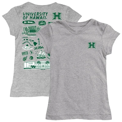 Girls Toddler Vive La Fete Heather Gray Hawaii Rainbow Warriors Impressions Artwork T-Shirt