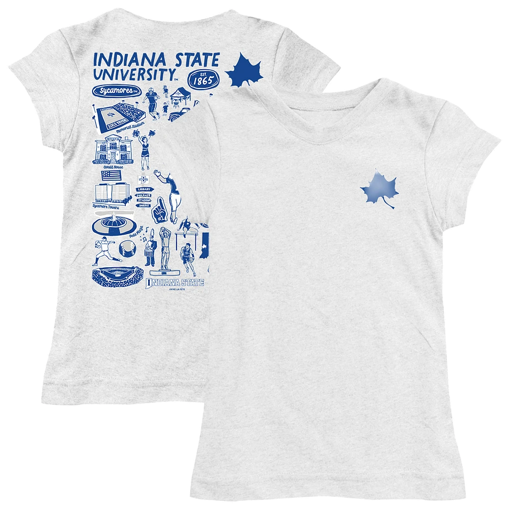 Girls Toddler Vive La Fete White Indiana State Sycamores Impressions Artwork T-Shirt