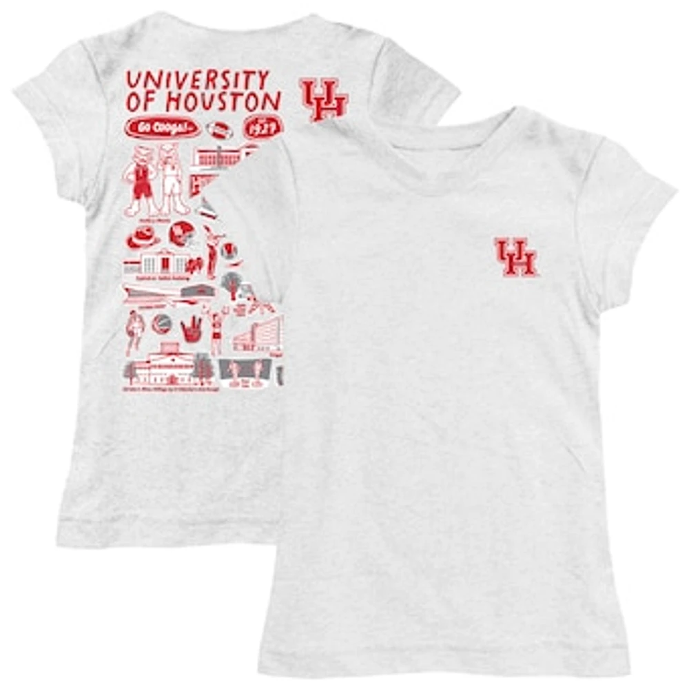 Girls Toddler Vive La Fete White Houston Cougars Impressions Artwork T-Shirt