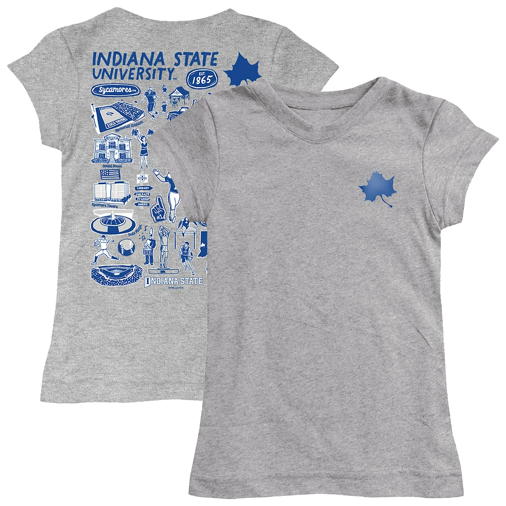 Girls Toddler Vive La Fete Heather Gray Indiana State Sycamores Impressions Artwork T-Shirt