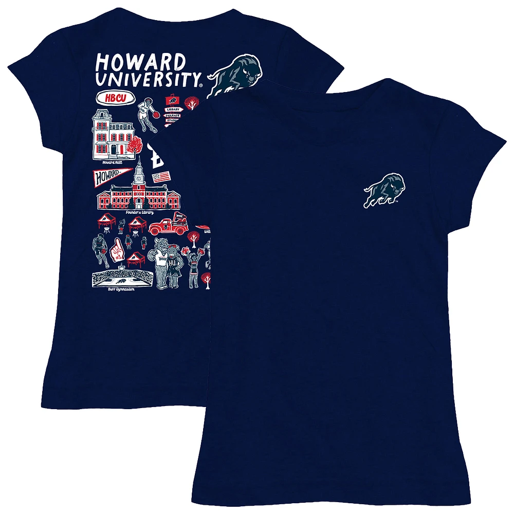 Girls Toddler Vive La Fete Navy Howard Bison Impressions Artwork T-Shirt